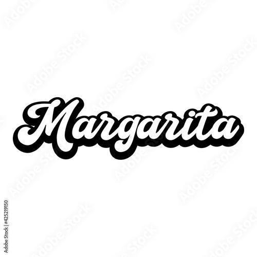 Logotipo con texto manuscrito Margarita escrito a mano con sombra en color negro