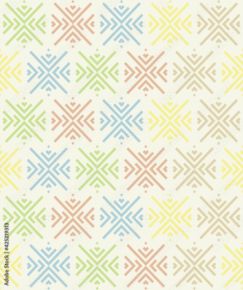 Geometric of corner lines pattern. Design ethnic style colors on white background. Design print for illustration, texture, wallpaper, background. Geometric of corner lines pattern. Design ethnic style colors on white background. Design print for illustration, texture, wallpaper, background.