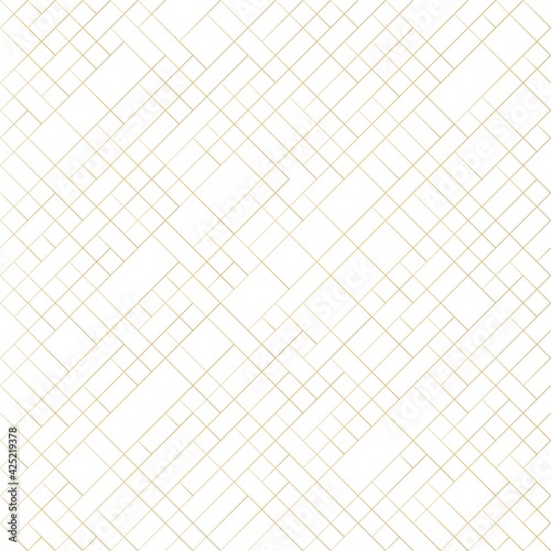 Geometric of random diagonal lines background. Design thin lines gold on white background. Design print for illustration, texture, wallpaper, background.