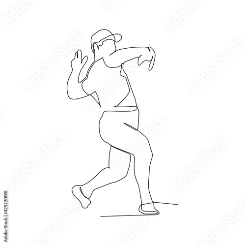 baseball pitcher throwing the ball. - continuous one line drawing