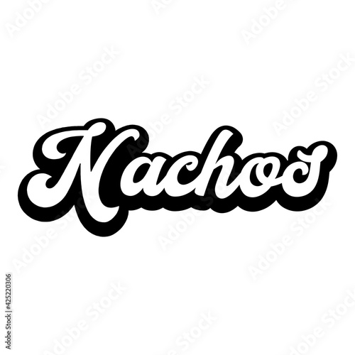Logotipo con texto manuscrito Nachos escrito a mano con sombra en color negro