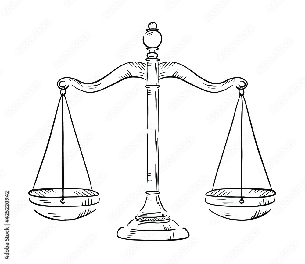 Premium Vector  Scales for weighing libra justice hand drawn vector hand  drawn isolated on white background