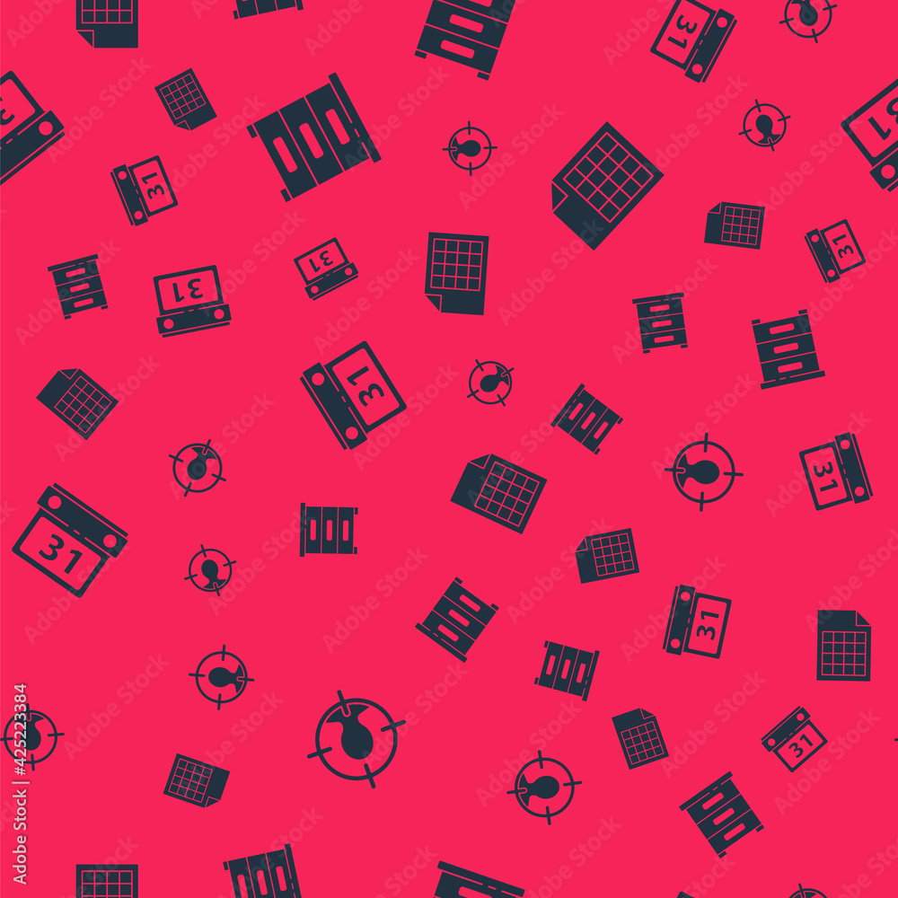 Fototapeta premium Set Head hunting concept, Drawer with documents, Calendar and File on seamless pattern. Vector