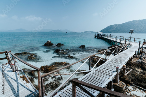 beautiful soft wave clear blue transparency sea ocean water and rocks at the bottom of the tropical paradise beach coast summer sea view at koh kham Samae SanIsland, Sattahip, Chonburi, Thailand