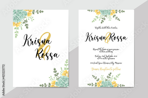 Wallpaper Mural Set of card with flower rose, leaves. Wedding ornament concept. Floral poster, invite. Vector decorative greeting card or invitation design background Torontodigital.ca
