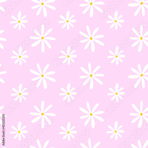 Seamless pattern of daisy flower on pink background vector illustration. Vector design for paper  cover  fabric  interior decor and other users.