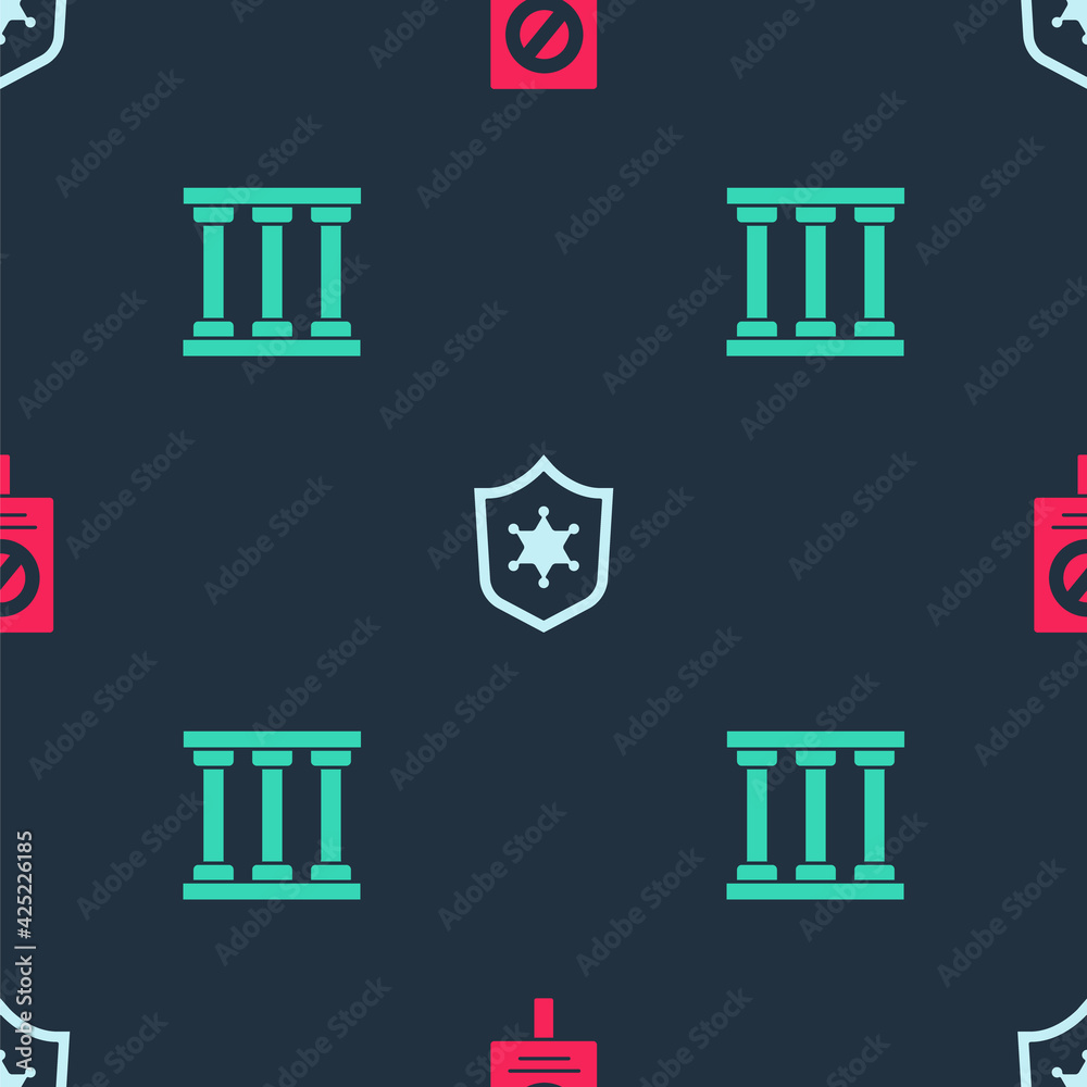 Set Protest, Police badge and Prison window on seamless pattern. Vector Set Protest, Police badge and Prison window on seamless pattern. Vector
