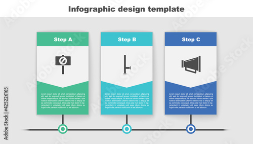 Set Protest, Police rubber baton and Megaphone. Business infographic template. Vector