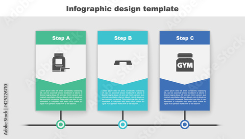 Set Sports nutrition, Step platform and . Business infographic template. Vector