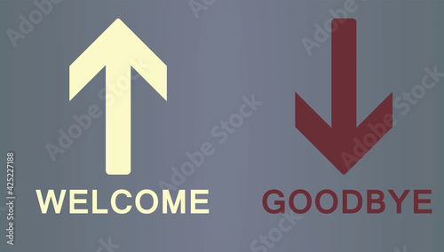 Grey welcome and goodbye arrow. vector