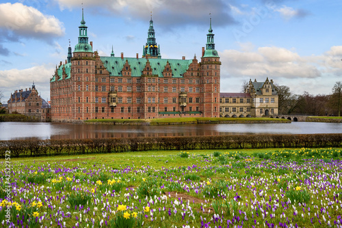 Hillerod, Denmark; April 4, 2021 - Built in the early 17th century, Frederiksborg Castle is one of the most famous castles in Denmark. photo