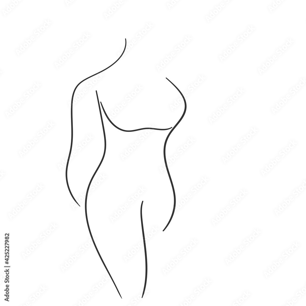 Woman silhouette art line body. Elegant female figure, naked girl. Line art style. Trendy vector illustration isolated on white background. Contour graphics for design Woman silhouette art line body. Elegant female figure, naked girl. Line art style. Trendy vector illustration isolated on white background. Contour graphics for design