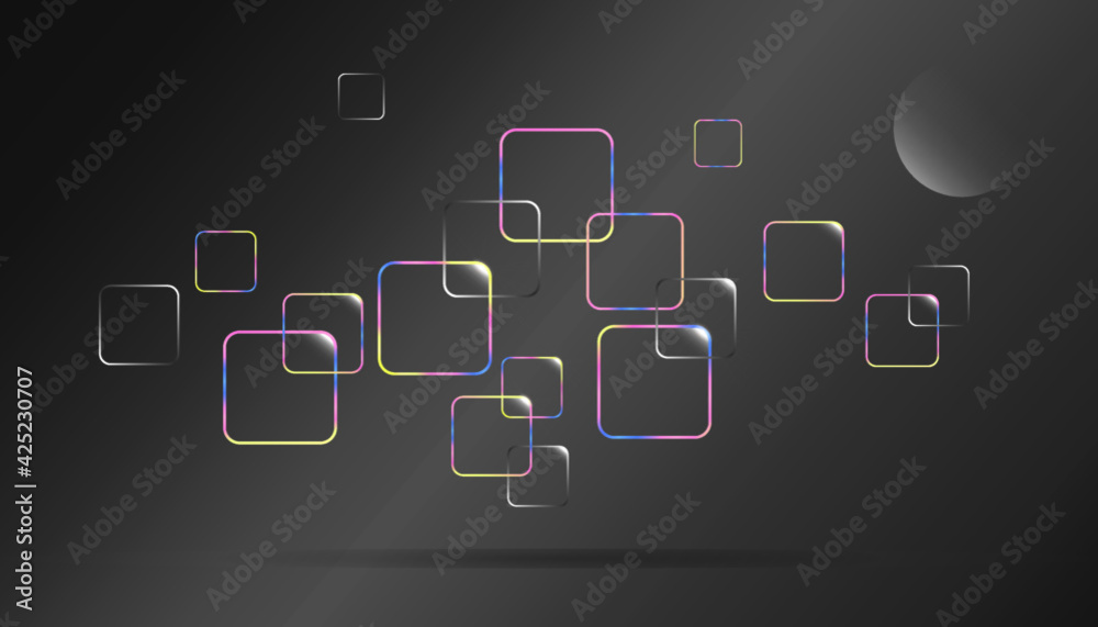 Glowing squares. Abstract background. Geometric shapes.Vector illustration.Space. Can be used in cover design, book design, poster, flyer, CD cover, website background, or advertising. Glowing squares. Abstract background. Geometric shapes.Vector illustration.Space. Can be used in cover design, book design, poster, flyer, CD cover, website background, or advertising.