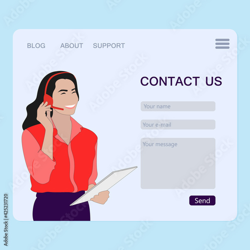 Contact us page, feed back and interface to send message