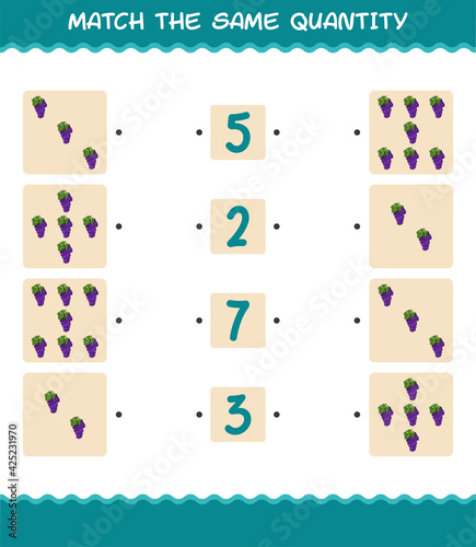 Match the same quantity of grape. Counting game. Educational game for pre shool years kids and toddlers