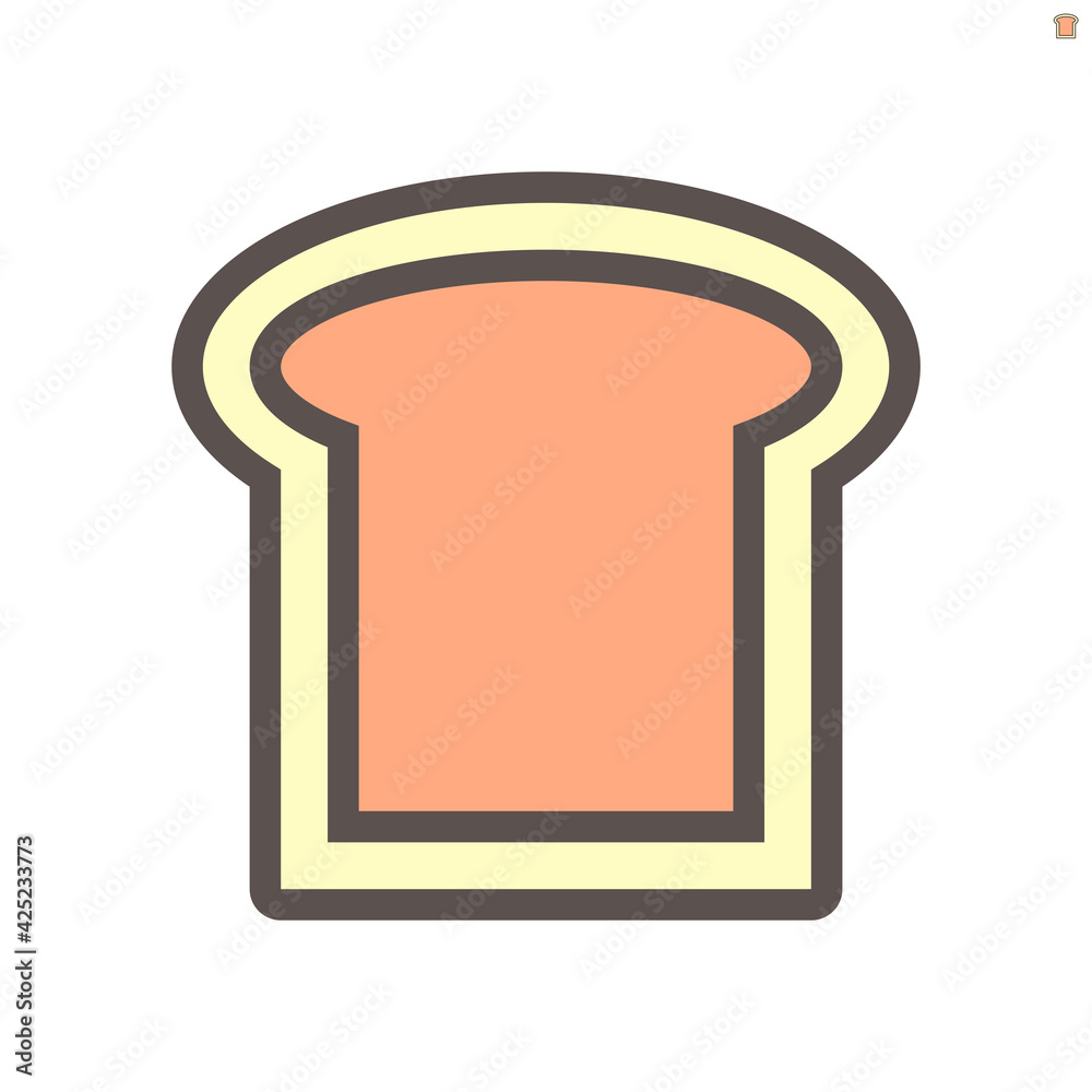 Slice of toast or bread vector icon. Healthy food or bakery with nutrition from natural i.e. wheat, grain or rye. Cooked by baked or grilled. For make sandwich in breakfast, lunch and dinner. 48x48 px Slice of toast or bread vector icon. Healthy food or bakery with nutrition from natural i.e. wheat, grain or rye. Cooked by baked or grilled. For make sandwich in breakfast, lunch and dinner. 48x48 px