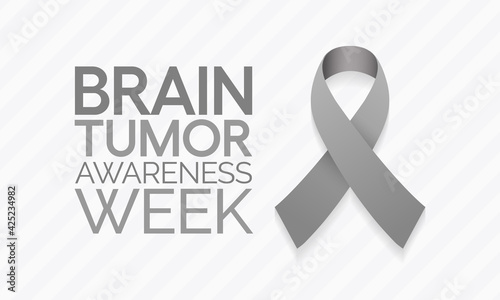 Brain Tumor awareness week is observed each year in May. it is an overgrowth of cells in the brain that forms masses called tumors. They can disrupt the way body works. Vector illustration.