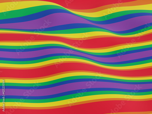 3D rendering. Rainbow rippled clothes. LGBTQ striped wave background