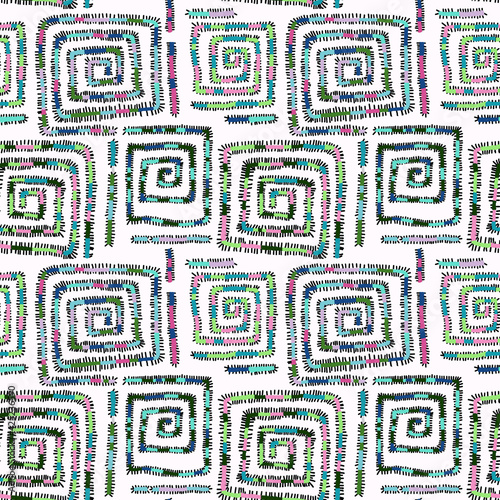 Wallpaper Mural Geometric abstract seamless pattern with repeating meanders on a white background Torontodigital.ca