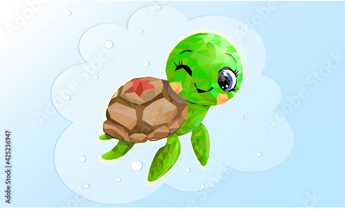 Turtle in low poly style