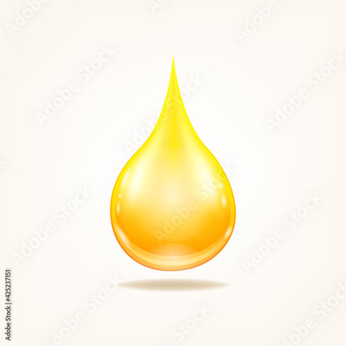 Organic Oil drop Yellow liquid droplet. Fish oil Vitamin droplet;