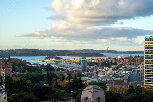 Photography View across inner city suburbs and harbor, Sydney Australia