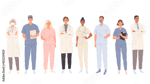 Doctors, medical students workers, medics and nurses. Representatives of different medical specialties