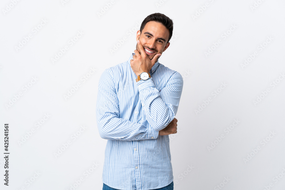 Young handsome man over isolated background happy and smiling Young handsome man over isolated background happy and smiling