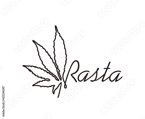 Continuous line drawing of marijuana. Rasta line art design.