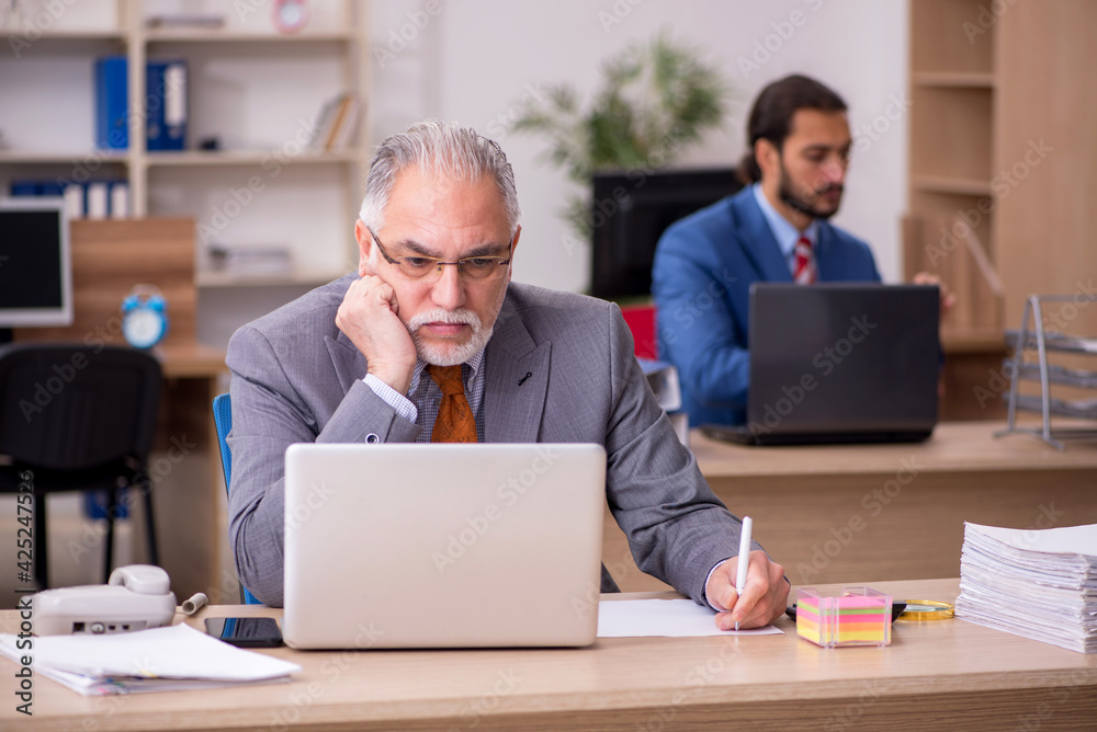 Two male employees working in the office Two male employees working in the office