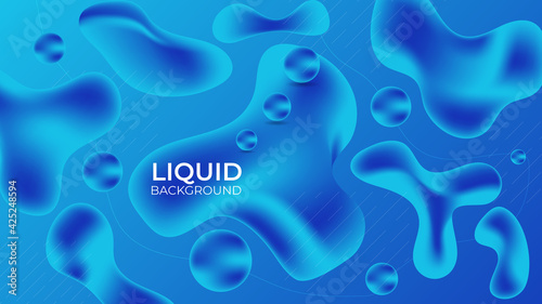 Liquid abstract background with 3d shapes Premium Vector.