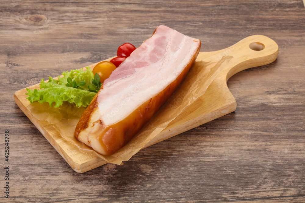 Smoked pork breast with salad leaves Smoked pork breast with salad leaves
