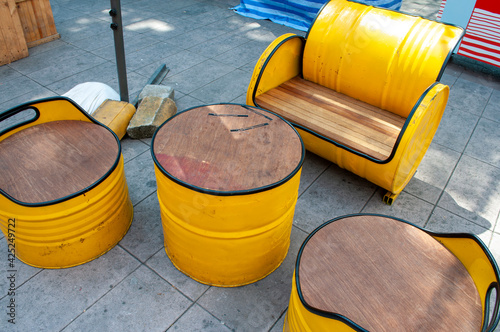 Living room set made of steel drum