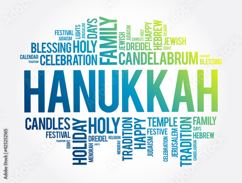 Hanukkah word cloud collage, holiday concept background