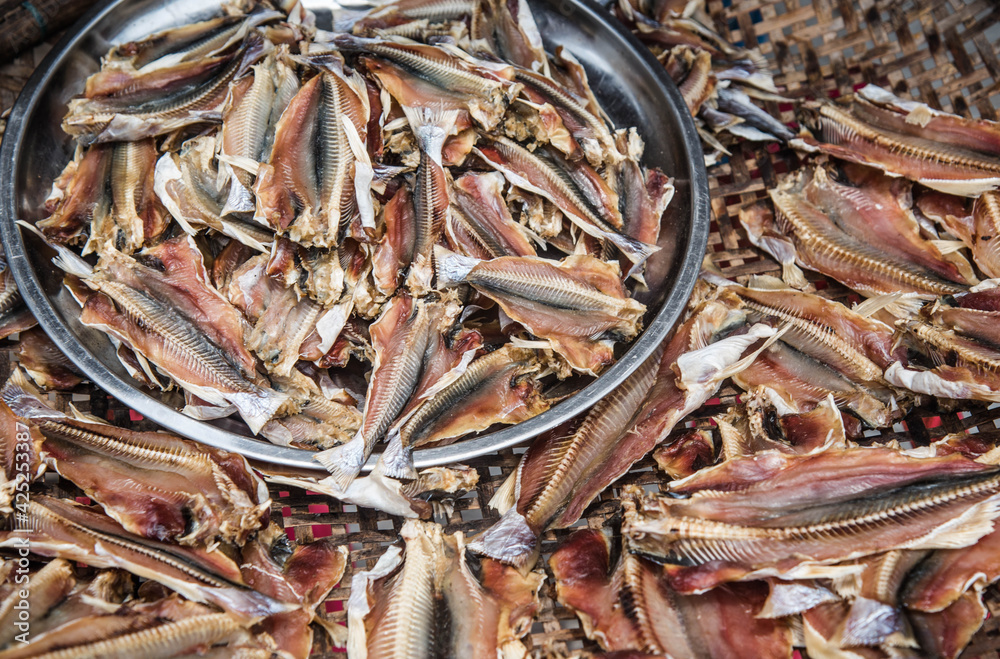 Dried fish for making salted fish at Thale Noi Community, Phatthalung Province, Thailand