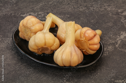 Marinated garlic in the bowl