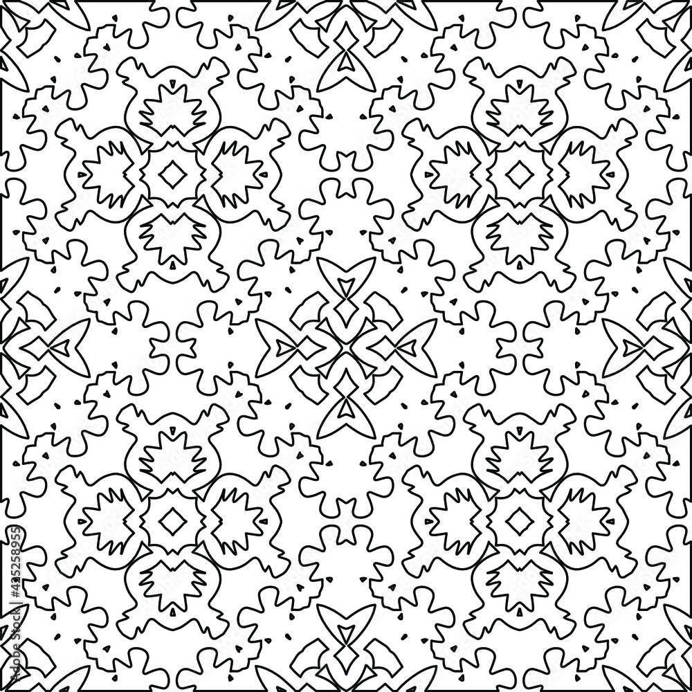 Geometric vector pattern with triangular elements. Seamless abstract ornament for wallpapers and backgrounds. Black and white colors. Geometric vector pattern with triangular elements. Seamless abstract ornament for wallpapers and backgrounds. Black and white colors.