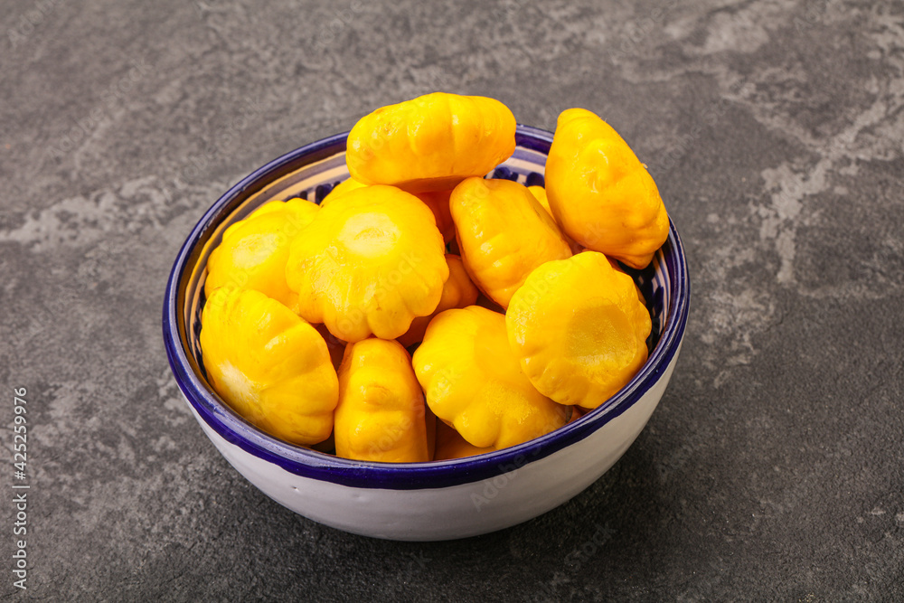 Marinated patissons in the bowl Marinated patissons in the bowl