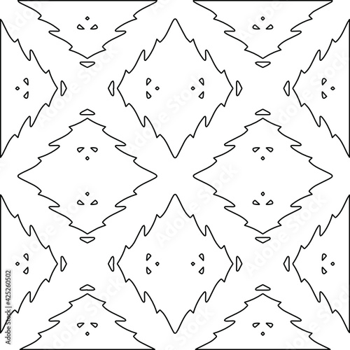  Geometric vector pattern with triangular elements. Seamless abstract ornament for wallpapers and backgrounds. Black and white colors. 