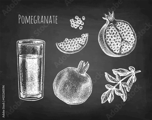 Pomegranate chalk sketch.