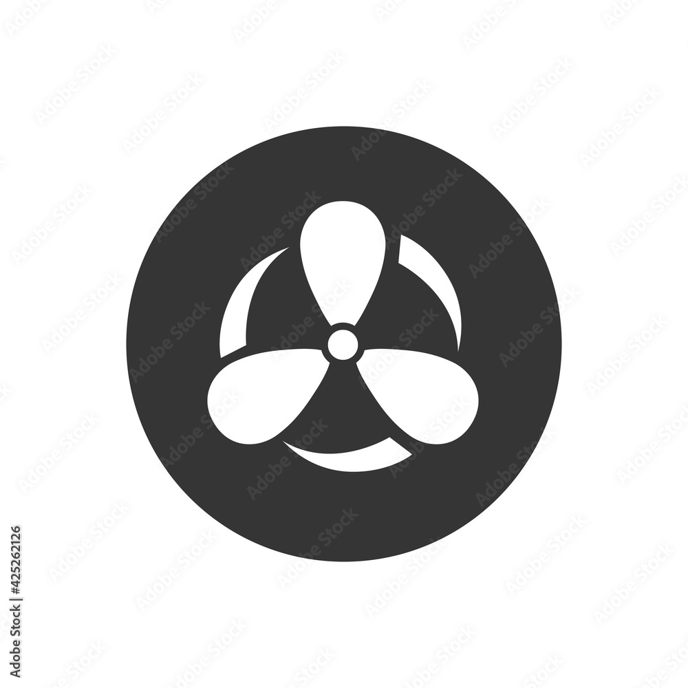 Propeller white icon. Fan vector icon Propeller white icon. Fan vector icon