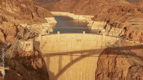 Hoover Dam Lake Mead NRA Tourists Traffic Time Lapse Nevada and Arizona USA