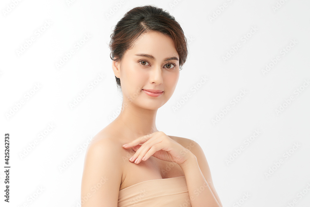 Beautiful young asian woman with clean fresh skin on white background, Face care, Facial treatment, Cosmetology, beauty and spa, Asian women portrait Beautiful young asian woman with clean fresh skin on white background, Face care, Facial treatment, Cosmetology, beauty and spa, Asian women portrait