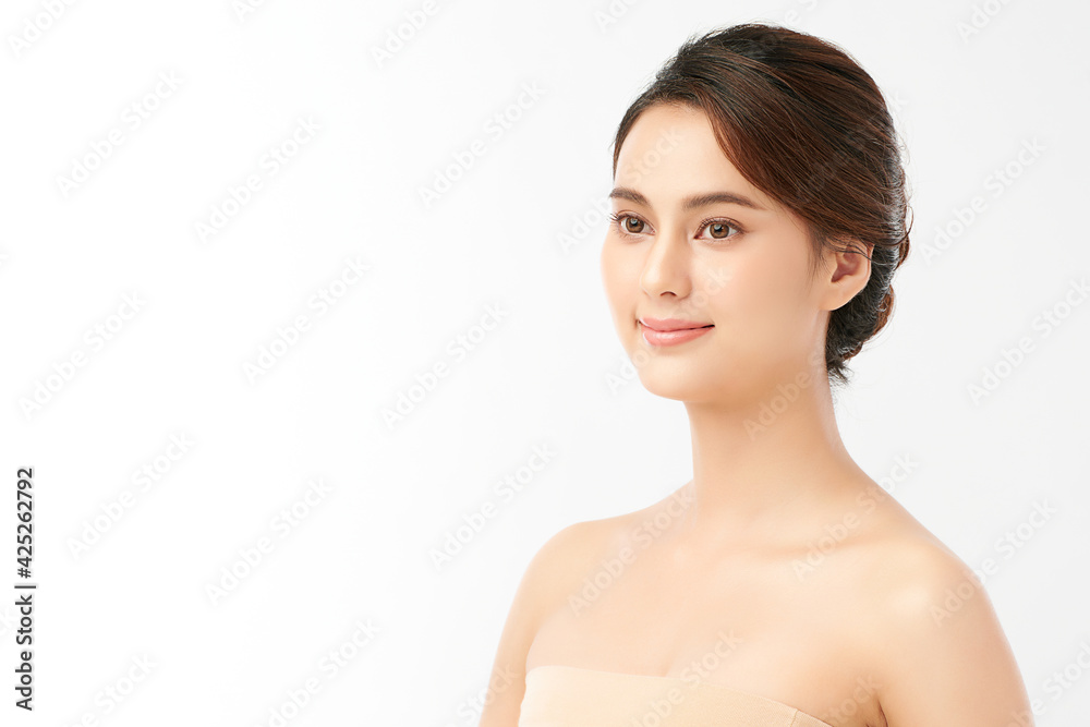 Beautiful young asian woman with clean fresh skin on white background, Face care, Facial treatment, Cosmetology, beauty and spa, Asian women portrait Beautiful young asian woman with clean fresh skin on white background, Face care, Facial treatment, Cosmetology, beauty and spa, Asian women portrait