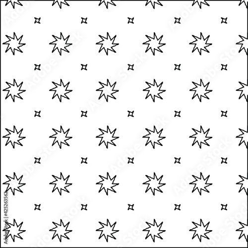  Geometric vector pattern with triangular elements. Seamless abstract ornament for wallpapers and backgrounds. Black and white colors. 
