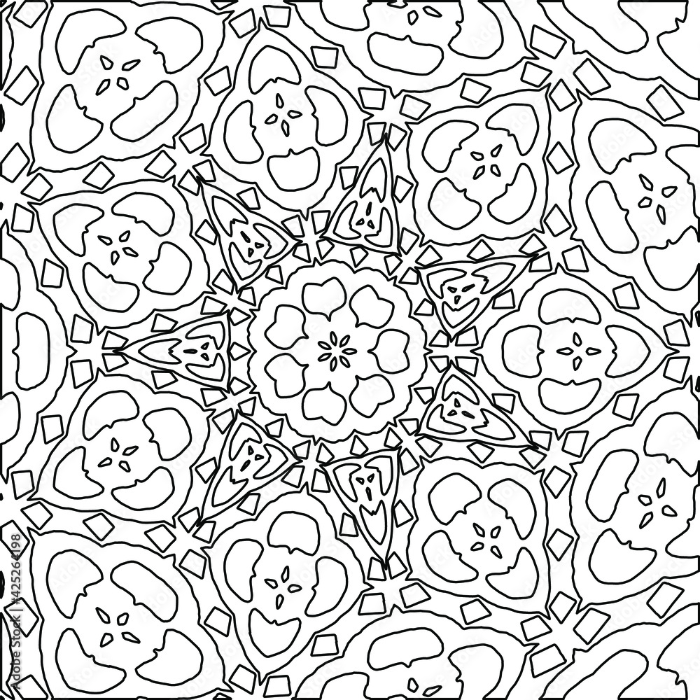 
 Geometric vector mandala with triangular elements. abstract ornament for wallpapers and backgrounds. Black and white colors. 