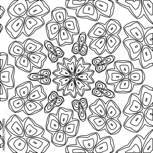   Geometric vector mandala with triangular elements. abstract ornament for wallpapers and backgrounds. Black and white colors. 
