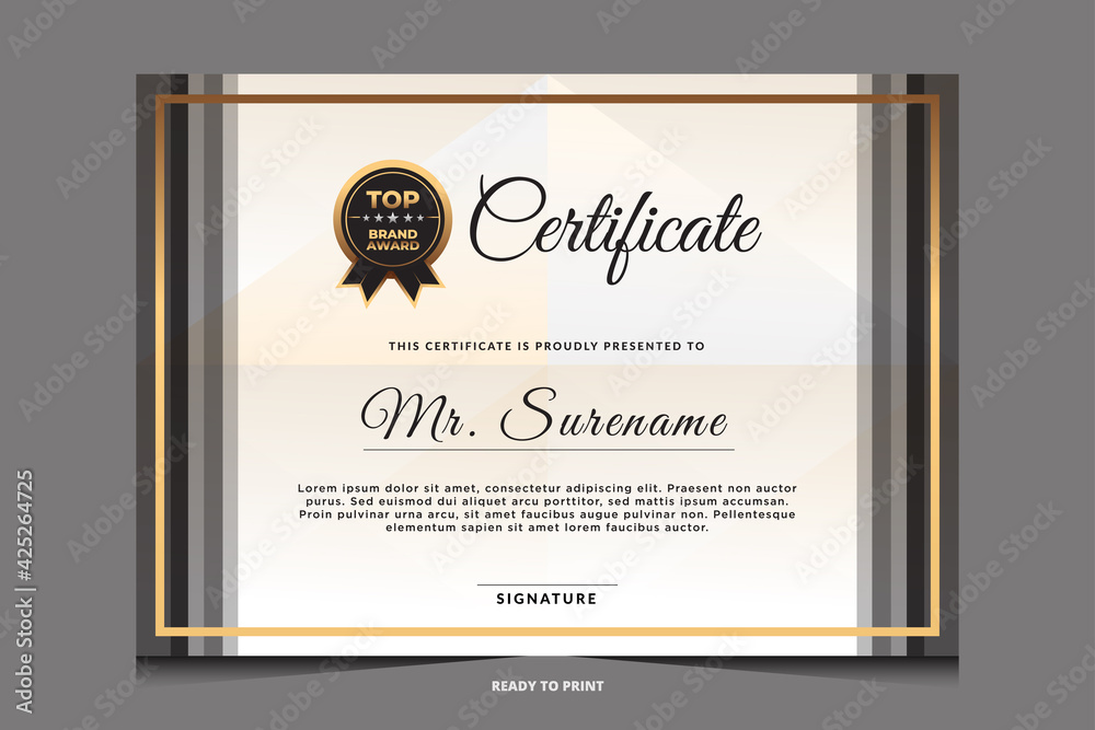 Certificate of appreciation template, gold and blue color. Clean modern certificate with gold badge. Certificate of appreciation template, gold and blue color. Clean modern certificate with gold badge.