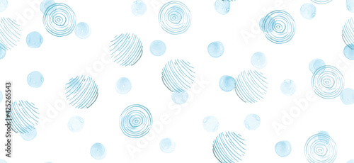 Pastel Seamless Watercolor Rounds Pattern. Modern Polka Illustration. Children Brush Paint Dots Texture. Fun Watercolor Rounds Pattern. Art Circles Confetti. Vector Watercolor Rounds Pattern.