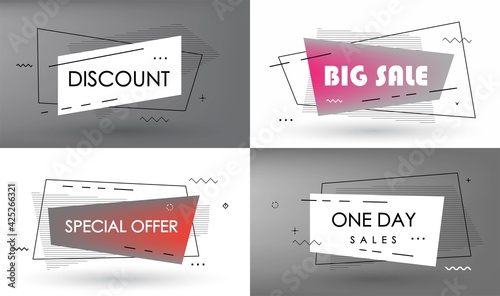  Sale banner with text Sale for emotion, motivation. Modern colorful web template on black backdrop. Design elements for sale, discount. Vector Illustration